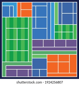 Vector tennis court pattern. Sports illustration.