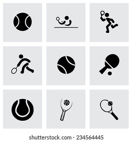 Vector tennis icon set grey background