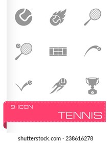 Vector tennis icon set on grey background