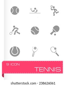 Vector tennis icon set on grey background
