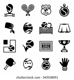 Vector Tennis icon set on white background