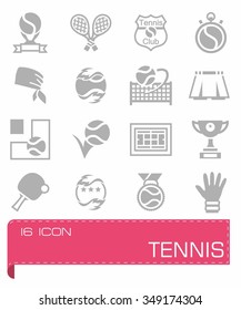 Vector Tennis icon set on grey background