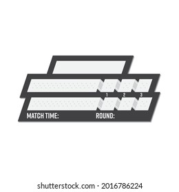 Vector tennis match scoreboard template for 3 sets. Sport illustration.