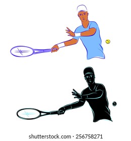 vector of tennis player silhouette. summer sport