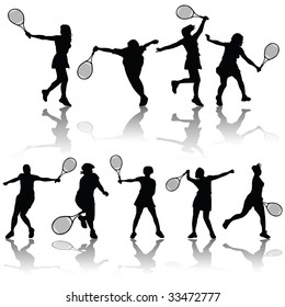 vector tennis players