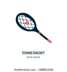 Vector tennis racket and ball isolated on white background