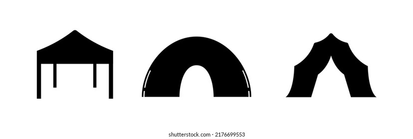 Vector tent black canvas icon marquee party event silhouette tent icon