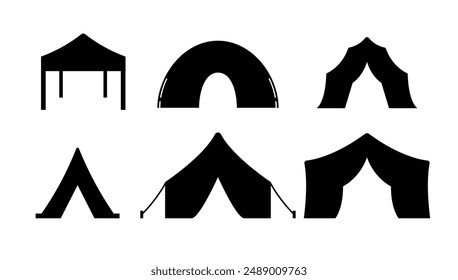 Vector tent black canvas icon marquee party event silhouette tent icon