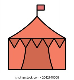 Vector Tent Filled Outline Icon Design
