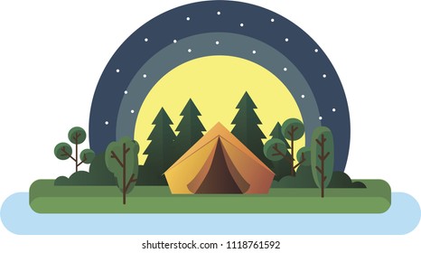 
Vector tent on the nature