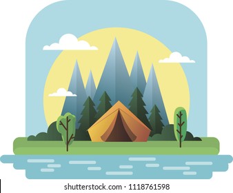 
Vector tent on the nature