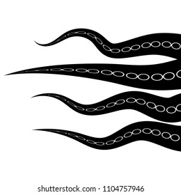 Vector Tentacles Octopus on White Background. Parts of Sea Monster. Natural Fresh Seafood. Giant Kraken Swimming