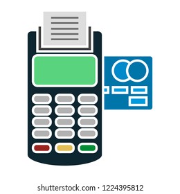 vector terminal icon. Flat illustration of payment card. payment machine isolated on white background. payment sign symbol - pos icon