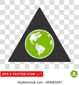 Vector Terra Triangle EPS vector pictograph. Illustration style is flat iconic bicolor eco green and gray symbol on a transparent background.