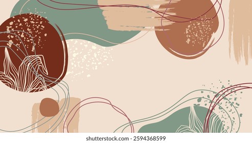 Vector Terracotta background, Minimalist abstract nature art shapes