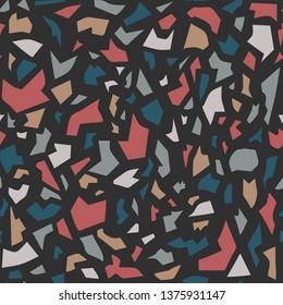 Vector terrazzo floor seamless pattern. Abstract background with chaotic stains. Collage design. Stone texture. Mosaic. Confetti.