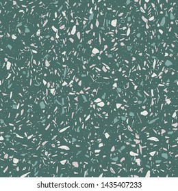 Vector terrazzo flooring, abstract seamless pattern. Classic italian texture composed of natural stone, quartz, granite, marble, concrete and glass. Modern trend illustration.
