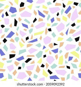 Vector Terrazzo Seamless Flor Pattern. Marble Granite Mixed Background. Template For Surface Design.