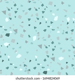 Vector terrazzo seamless pattern. Abstract textured background done from real broken small tile chips. Modern blur stone color pastel marble wallpaper for print and web.