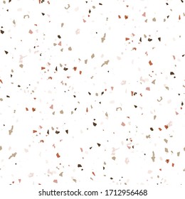 Vector terrazzo seamless pattern. Abstract textured background done from real broken small tile chips. Modern stone color pastel marble wallpaper for print and web.