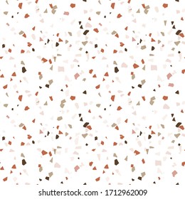 Vector terrazzo seamless pattern. Abstract textured background done from real broken small tile chips. Modern stone color pastel marble wallpaper for print and web.