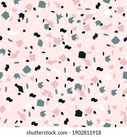 Vector terrazzo seamless pattern. Terrazzo flooring background is a composite material that often consists of things such as concrete, marble, glass, and granite.