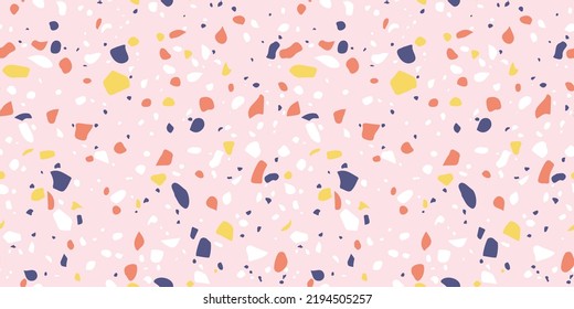 Vector terrazzo seamless pattern. Terrazzo flooring background is a composite material that often consists of things such as concrete, marble, glass, and granite.