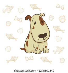 Vector Terrier Jack Russell perro en línea. Un cachorro lindo al estilo de las caricaturas aislado de fondo blanco. ilustración para niños de moda al estilo de las caricaturas. cuarto de baño para bebés, sala para lactantes y niños
