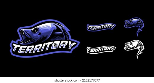 Vector Territory Predator Fish Mascot Logo Premium
