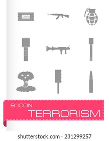 Vector terrorism icons set on white background