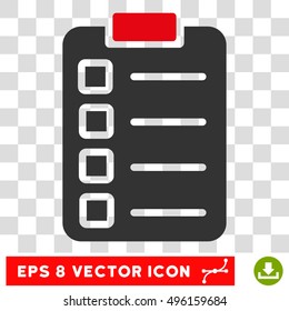 Vector Test Task EPS vector icon. Illustration style is flat iconic bicolor intensive red and gray symbol on a transparent background.