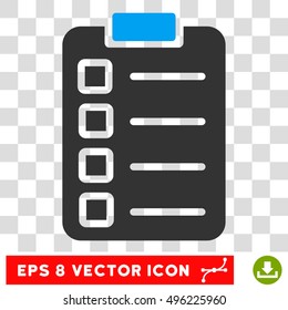 Vector Test Task EPS vector icon. Illustration style is flat iconic bicolor blue and gray symbol on a transparent background.