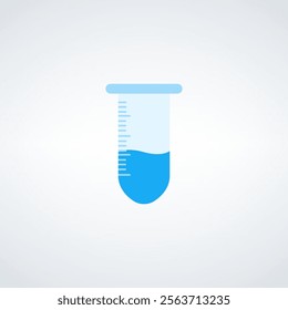 Vector test tube filled with blue liquid, Stock vector illustration isolated on white background.