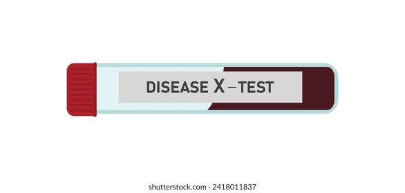 Vector test tubes for blood test for new disease X. Pandemic 2024, infectious disease. Flat vector medical, scientific illustration isolated on white background, eps 10.