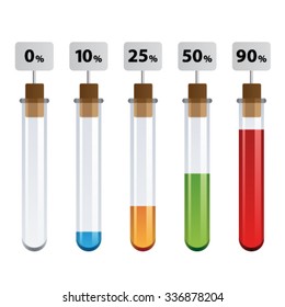 Tubos de prueba vectorial por ciento infográfico