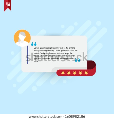 Vector of testimonial template and star rating with text placeholder for websites. Suitable for web and mobile app isolated on background, illustration template design and creative presentation.EPS10