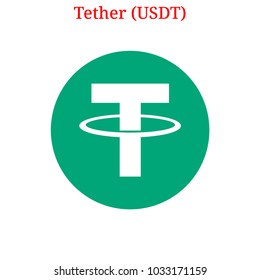 Vector Tether (USDT) digital cryptocurrency logo. Tether (USDT) icon. Vector illustration isolated on white background.