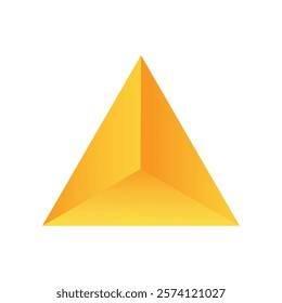 Vector tetrahedron with gradients for game, icon, package design, logo, mobile, ui, web. One of regular polyhedra isolated on white background. Minimalist style. Platonic solid.