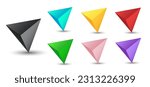 Vector tetrahedrons set with gradients for game, icon, package design, logo, mobile, ui, web. One of regular polyhedra isolated on white background. Minimalist style. Platonic solid.