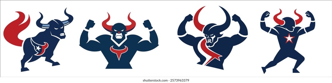 vector of a texans' touchdown celebration with a bull charging logo