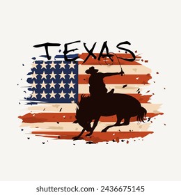 vector of texas cowboy in vintage, grunge style perfect for print, apparel, etc