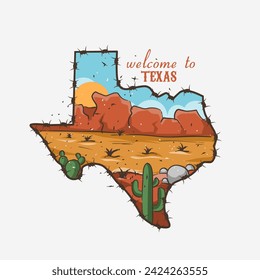 vector del desierto de texas en obra de arte grunge perfecto para imprimir, etc