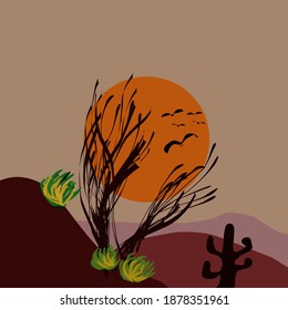 Vector Texas Desert On Abstract Background Illustration