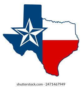 Vector Texas flag and map illustration. Vector state of Texas flag and map illustration. Isolated on white background.