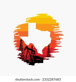 vector of texas oil rig and tower in sunset scenery perfect for print,etc
