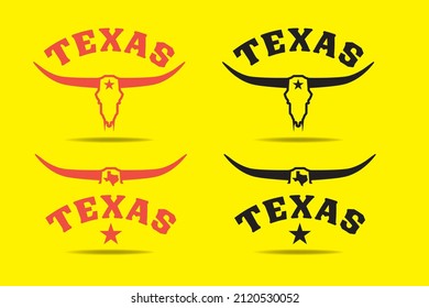 Vector Texas with red and black Bull skelleton  in yellow background canbe use for tshirt product label website template decoration wallpaper.