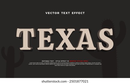 Vector texas text editable 3d style text effect