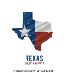 vector of texas waving flag in grunge style, vintage style, perfect for print, apparel, etc