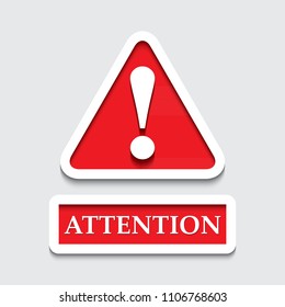 Vector text Attention  with exclamation mark. Creative design