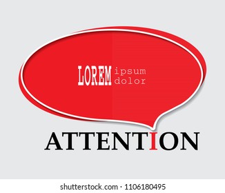 Vector text Attention  with place for message. Creative design